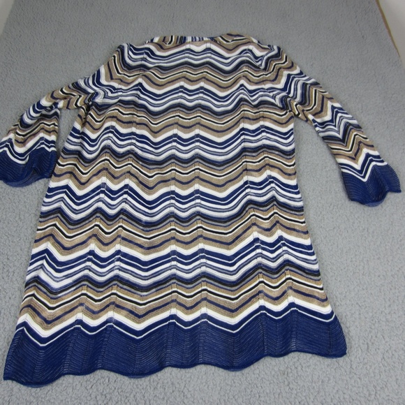 Chico's Travelers Cardigan sweater  size 1 (M) Seafaring Blue Zig Zag Stitch - Picture 6 of 15